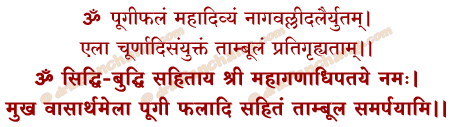 Tambula Samarpan Mantra in Hindi