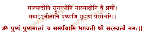 Saraswati Pushpa Samarpan Mantra in Hindi